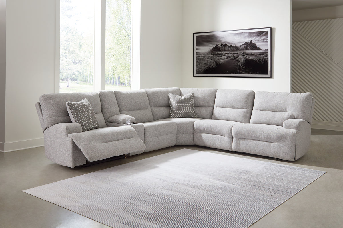 Diamond Furniture - Ashley Furniture - Acklen Place 6-Piece Power Reclining Sectional - 6-Piece Power Reclining Sectional / Pewter - 93605S9