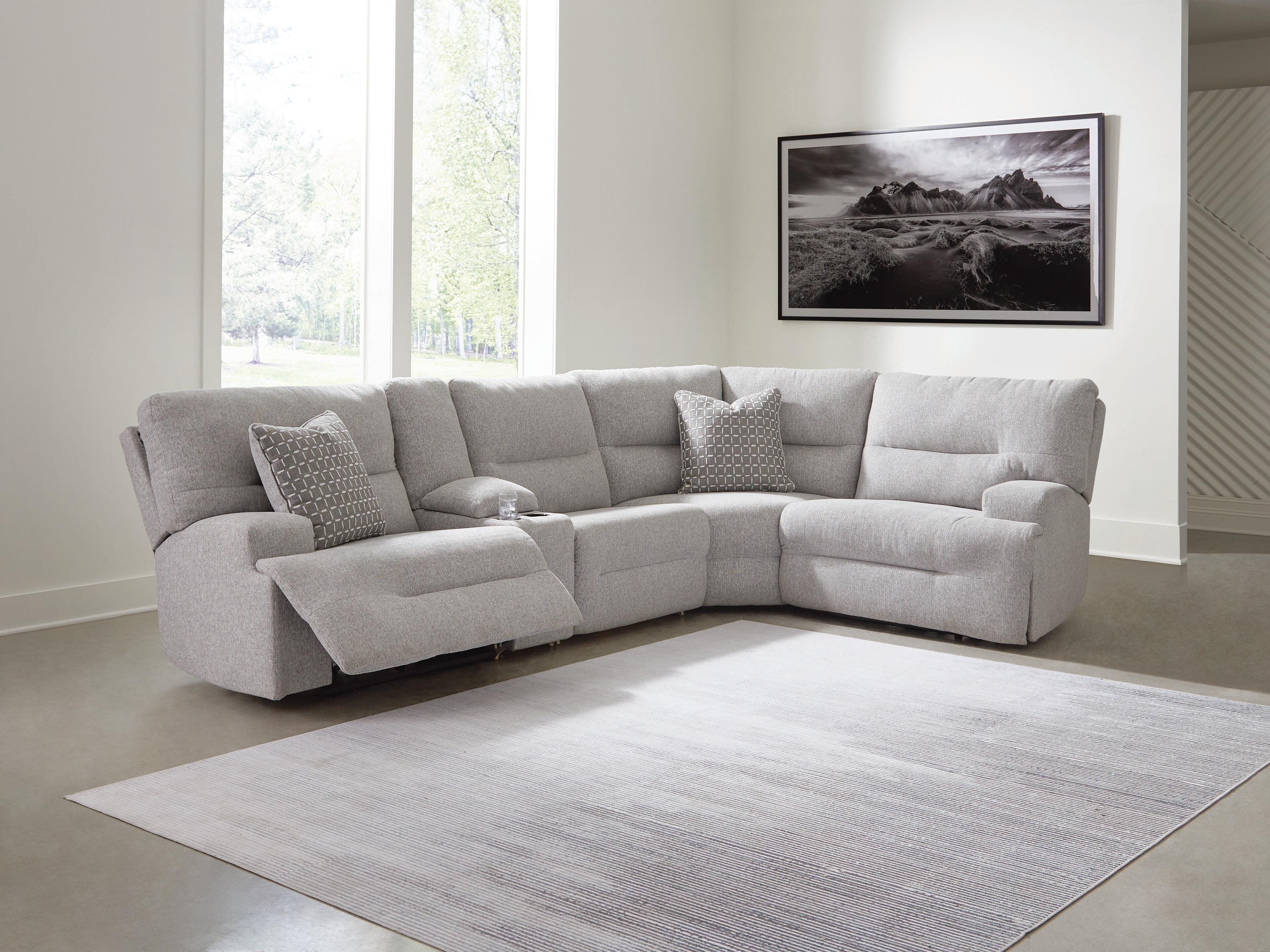 Diamond Furniture - Ashley Furniture - Acklen Place 5-Piece Power Reclining Sectional with Storage Console - 5-Piece Power Reclining Sectional with Storage Console - 93605S19