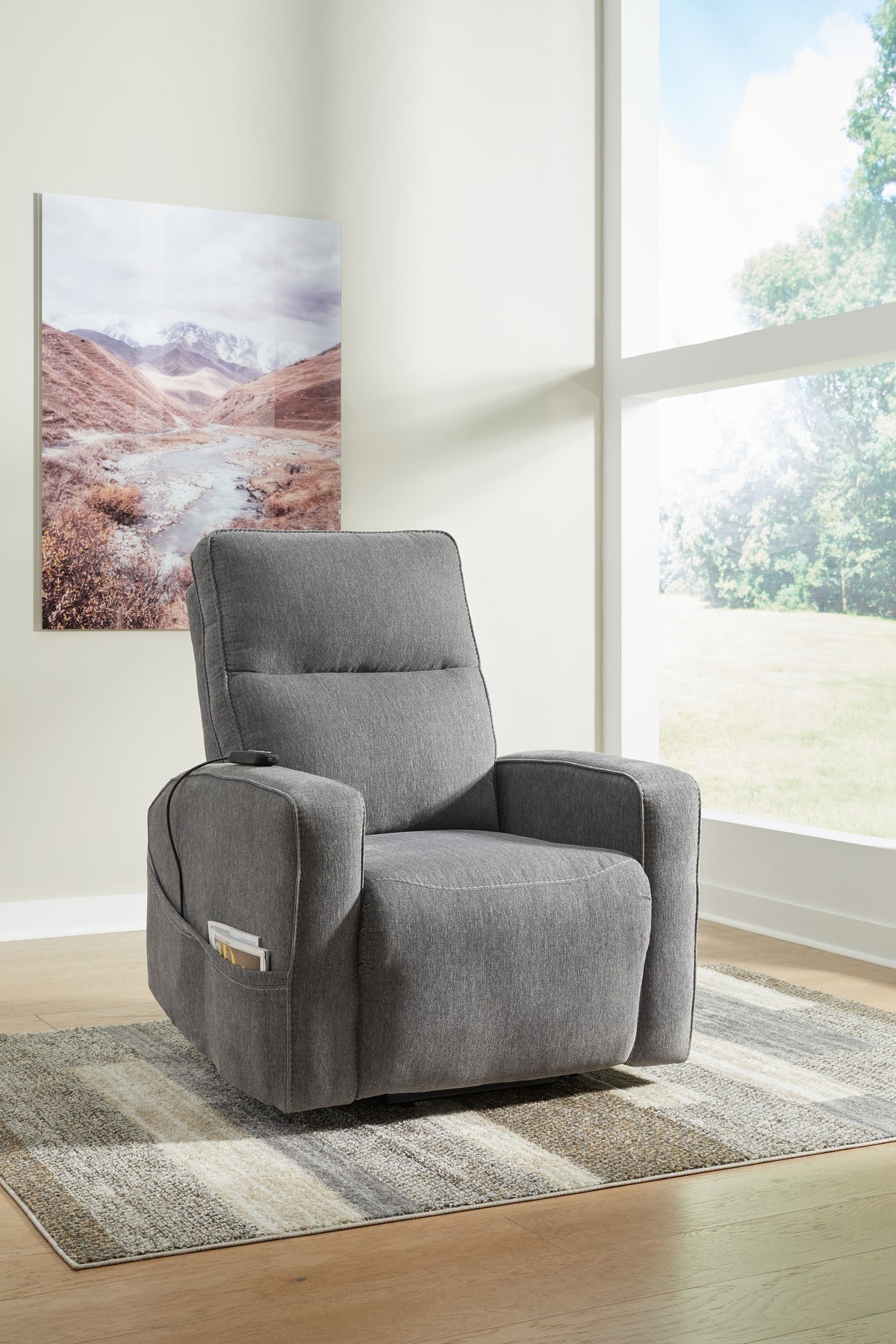 Diamond Furniture - Ashley Furniture - Starganza Living Room - Power Lift Recliner / Gray - 9370412
