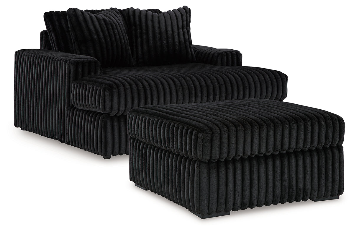 Diamond Furniture - Ashley Furniture - Midnight-Madness Oversized Chaise and Oversized Accent Ottoman - Oversized Chaise and Oversized Accent Ottoman - 98103U10