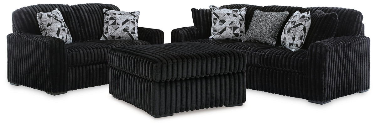 Diamond Furniture - Ashley Furniture - Midnight-Madness Sofa, Loveseat and Oversized Ottoman - Sofa, Loveseat and Oversized Ottoman - 98103U13