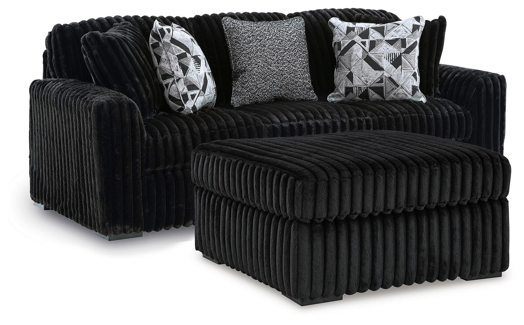 Diamond Furniture - Ashley Furniture - Midnight-Madness Sofa and Oversized Ottoman - Sofa and Oversized Ottoman - 98103U16
