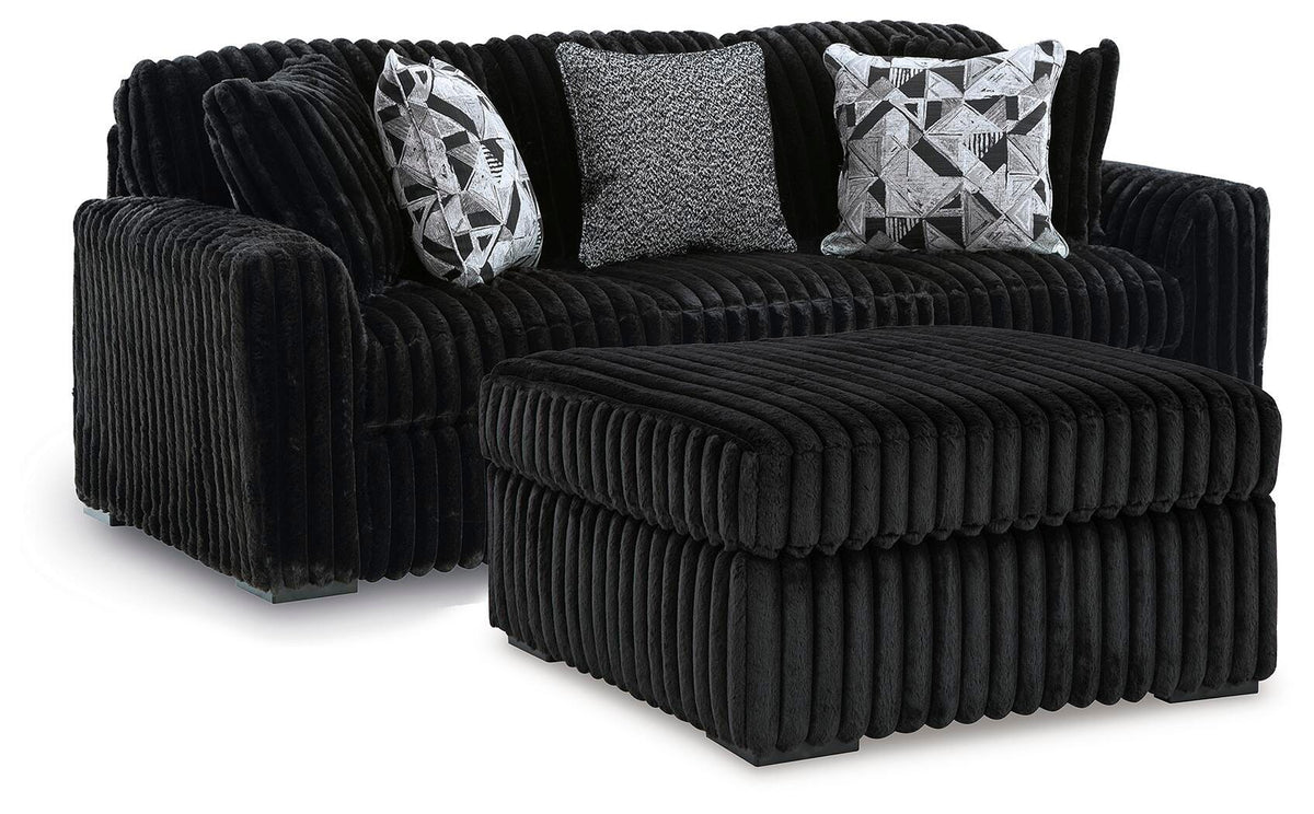 Diamond Furniture - Ashley Furniture - Midnight-Madness Sofa and Oversized Ottoman - Sofa and Oversized Ottoman - 98103U16