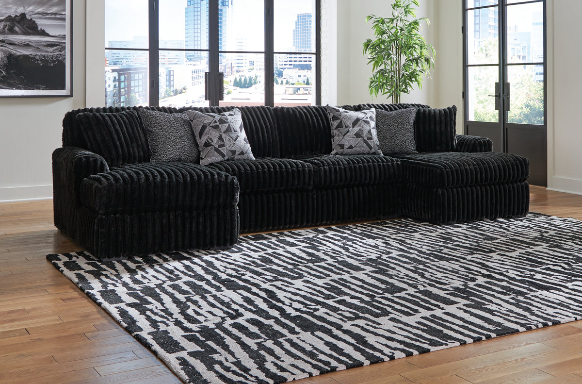 Diamond Furniture - Ashley Furniture - Midnight-Madness 3-Piece Sectional with Chaise - RAF 3-Piece Sectional with Chaise - 98103S5
