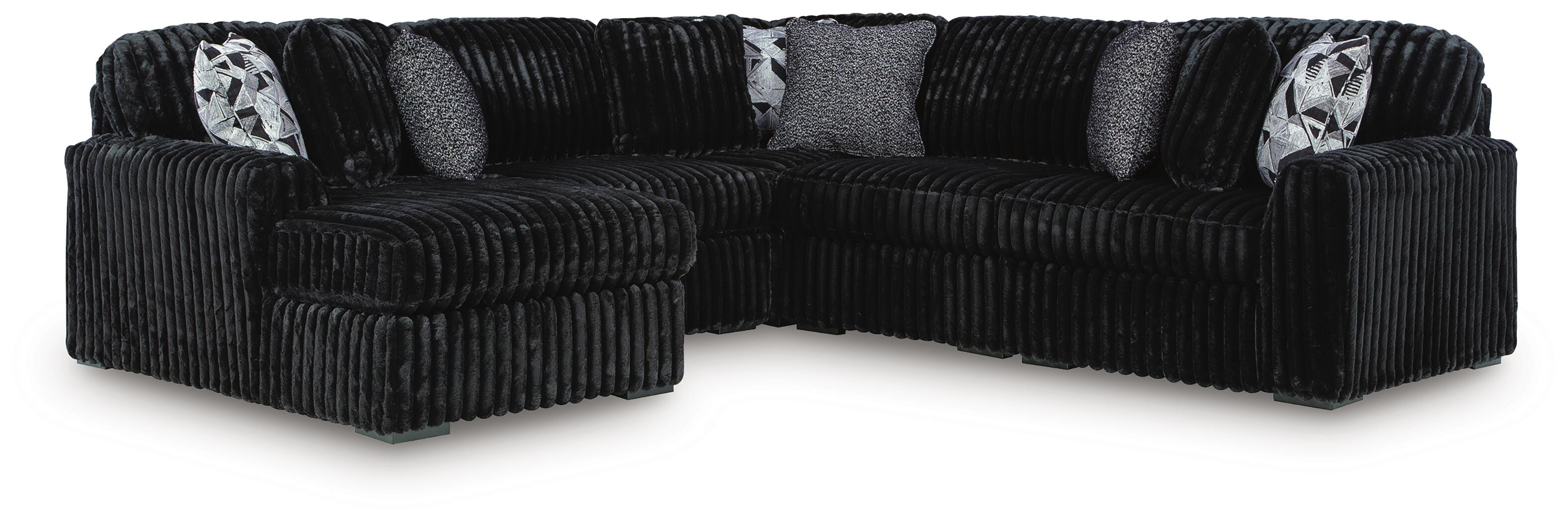 Diamond Furniture - Ashley Furniture - Midnight-Madness 5-Piece Sectional with Chaise - RAF 5-Piece Sectional with Chaise / Onyx - 98103S21