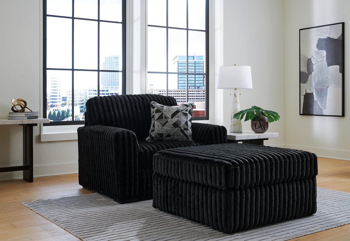 Diamond Furniture - Ashley Furniture - Midnight-Madness Oversized Chair and Ottoman - Oversized Chair and Ottoman - 98103U15