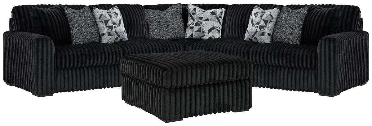 Diamond Furniture - Ashley Furniture - Midnight-Madness 3-Piece Sectional and Oversized Ottoman - 3-Piece Sectional and Oversized Ottoman / Onyx - 98103U7