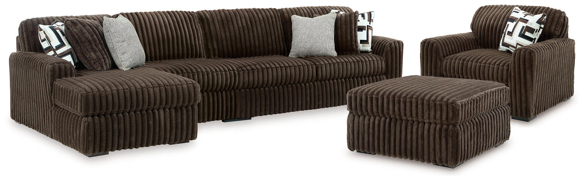 Diamond Furniture - Ashley Furniture - Midnight-Madness 3-Piece Sectional, Oversized Chair and Ottoman - 3-Piece Sectional, Oversized Chair and Ottoman - 98104U10