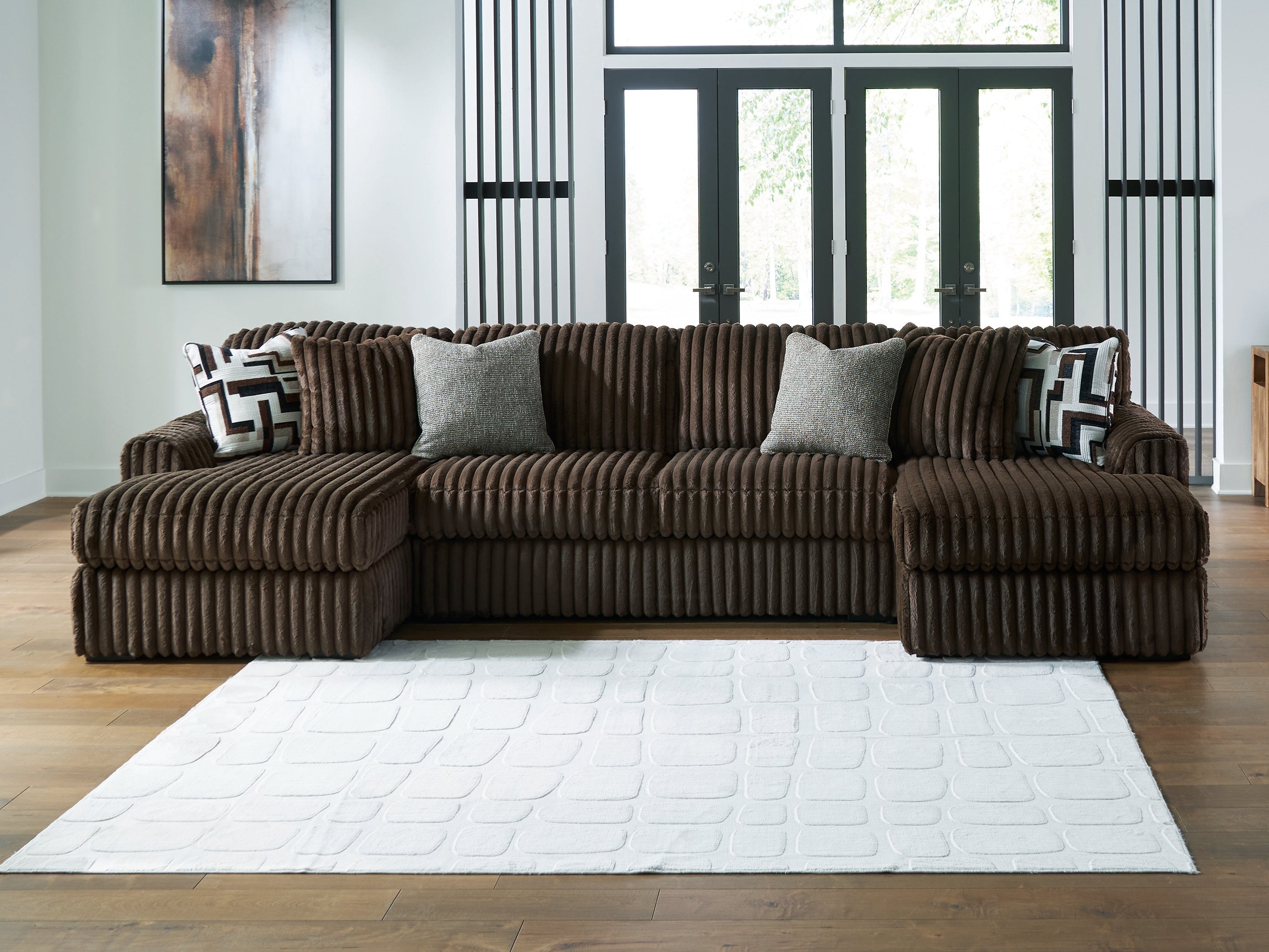 Diamond Furniture - Ashley Furniture - Midnight-Madness Sectional - RAF 3-Piece Sectional with Chaise / Chocolate - 98104S5