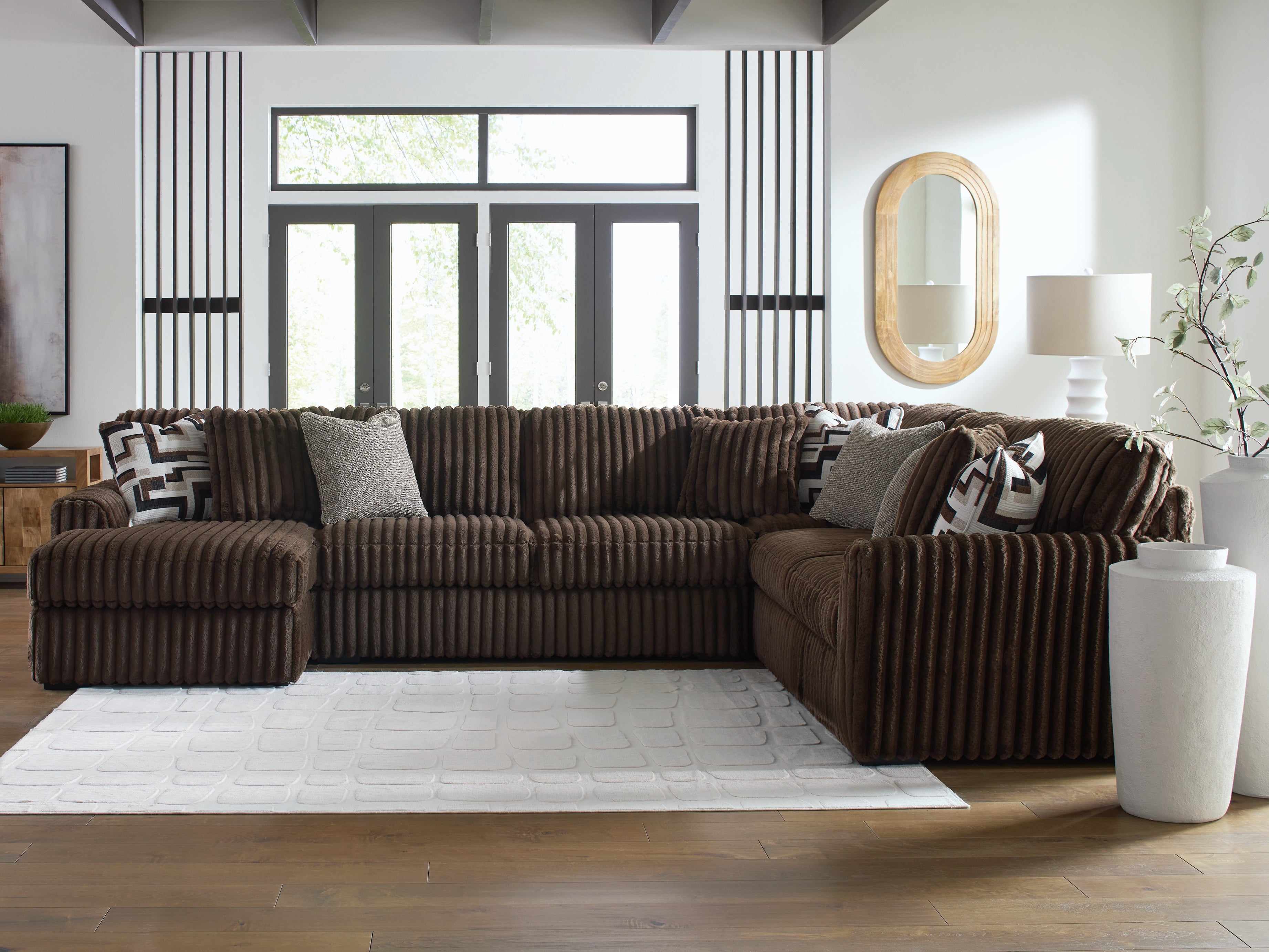 Diamond Furniture - Ashley Furniture - Midnight-Madness Sectional - RAF 4-Piece Sectional with Chaise / Chocolate - 98104S4
