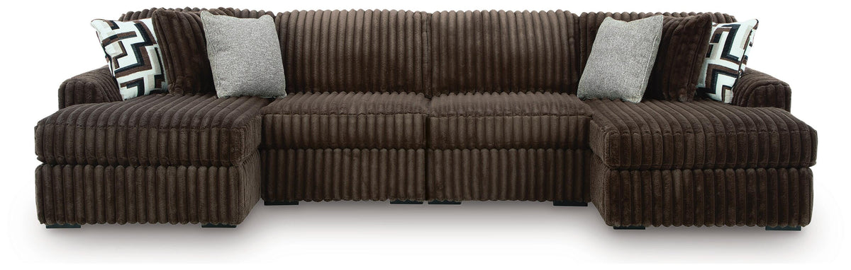 Diamond Furniture - Ashley Furniture - Midnight-Madness 4-Piece Double Chaise Sectional - RAF 4-Piece Double Chaise Sectional - 98104S18