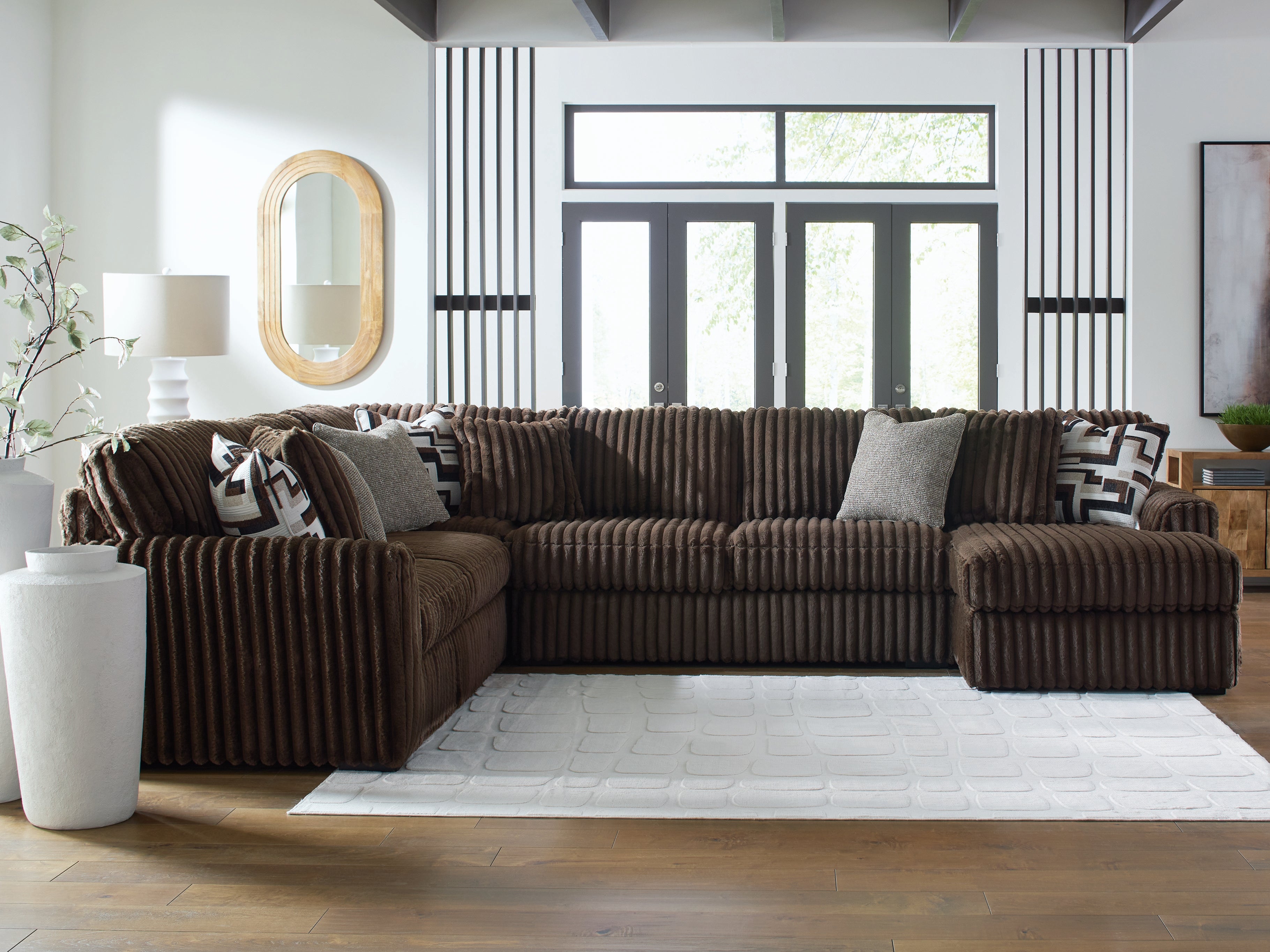 Diamond Furniture - Ashley Furniture - Midnight-Madness Sectional - LAF 4-Piece Sectional with Chaise / Chocolate - 98104S3