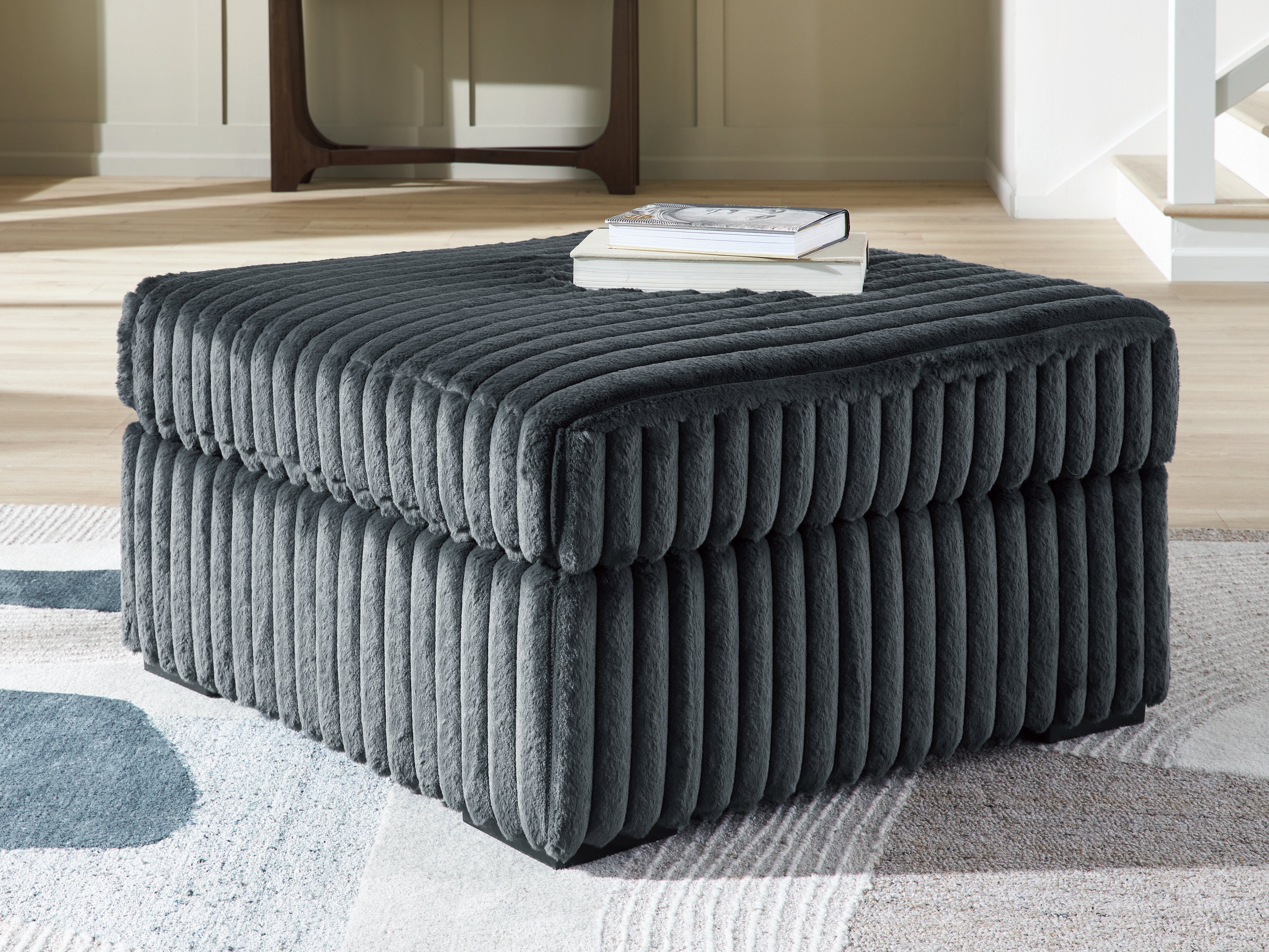 Diamond Furniture - Ashley Furniture - Midnight-Madness Oversized Accent Ottoman - Oversized Accent Ottoman / Gunmetal - 9810508