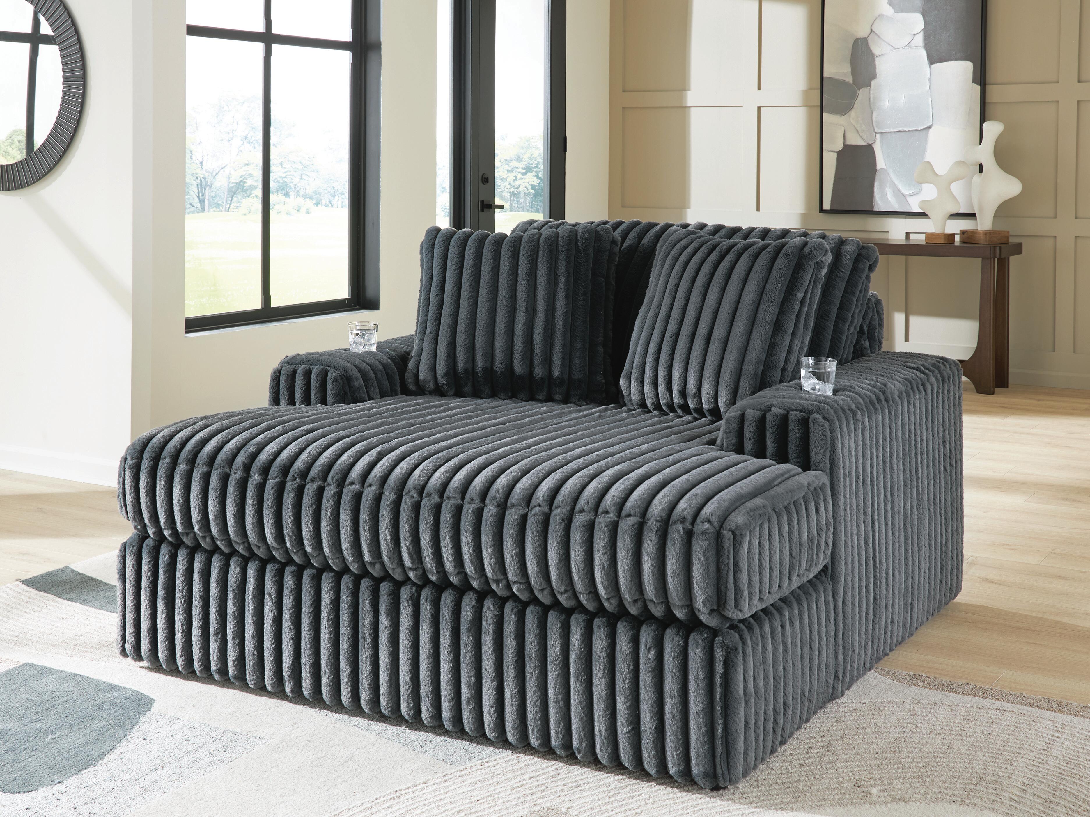 Diamond Furniture - Ashley Furniture - Midnight-Madness Oversized Chaise - Oversized Chaise / Gunmetal - 9810515