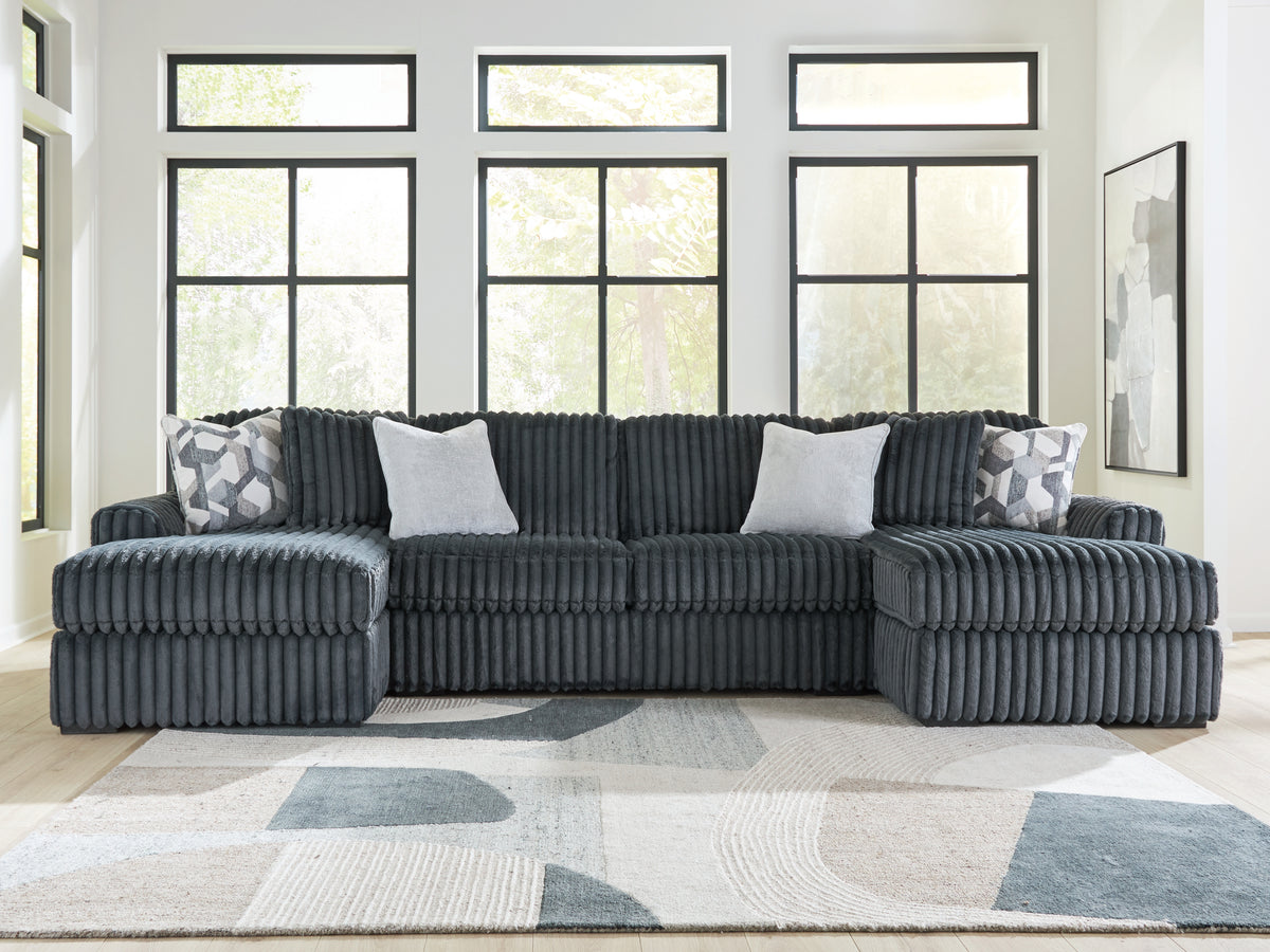 Diamond Furniture - Ashley Furniture - Midnight-Madness 3-Piece Double Chaise Sectional - RAF 3-Piece Double Chaise Sectional - 98105S7
