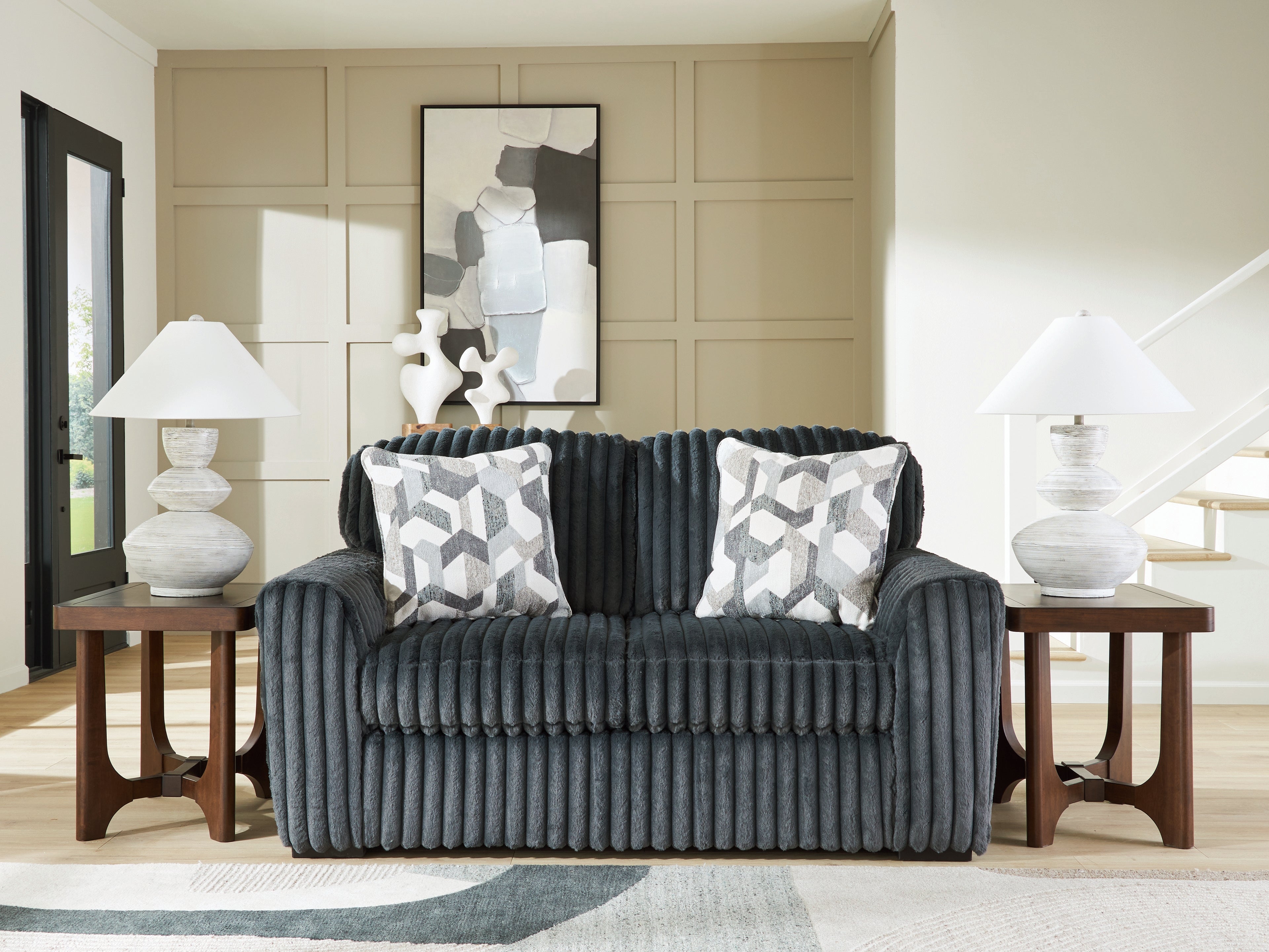Diamond Furniture - Ashley Furniture - Midnight-Madness Loveseat - Loveseat / Gunmetal - 9810535