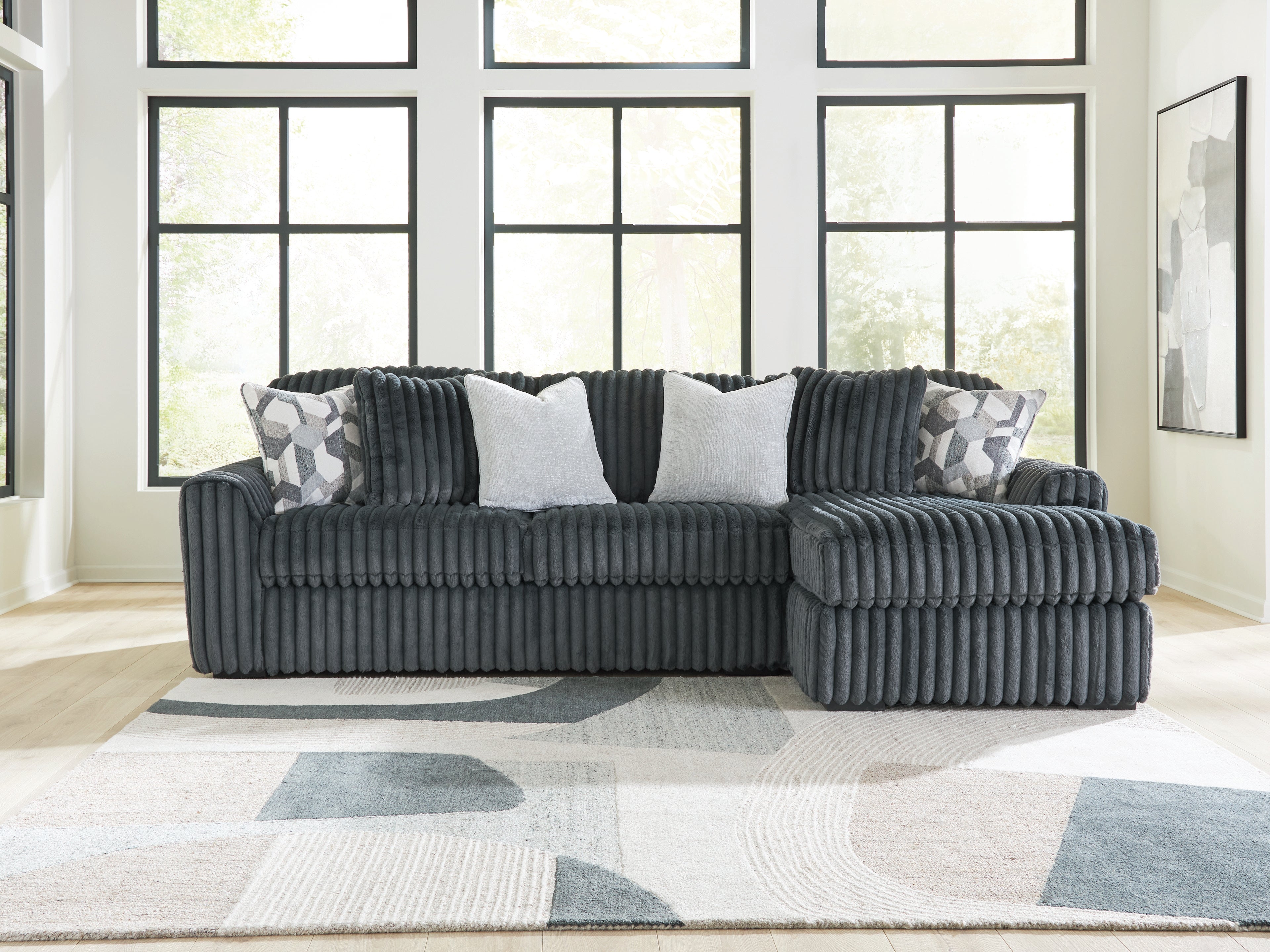 Diamond Furniture - Ashley Furniture - Midnight-Madness 2-Piece Sectional Sofa Chaise - LAF 2-Piece Sectional Sofa Chaise / Gunmetal - 98105S3