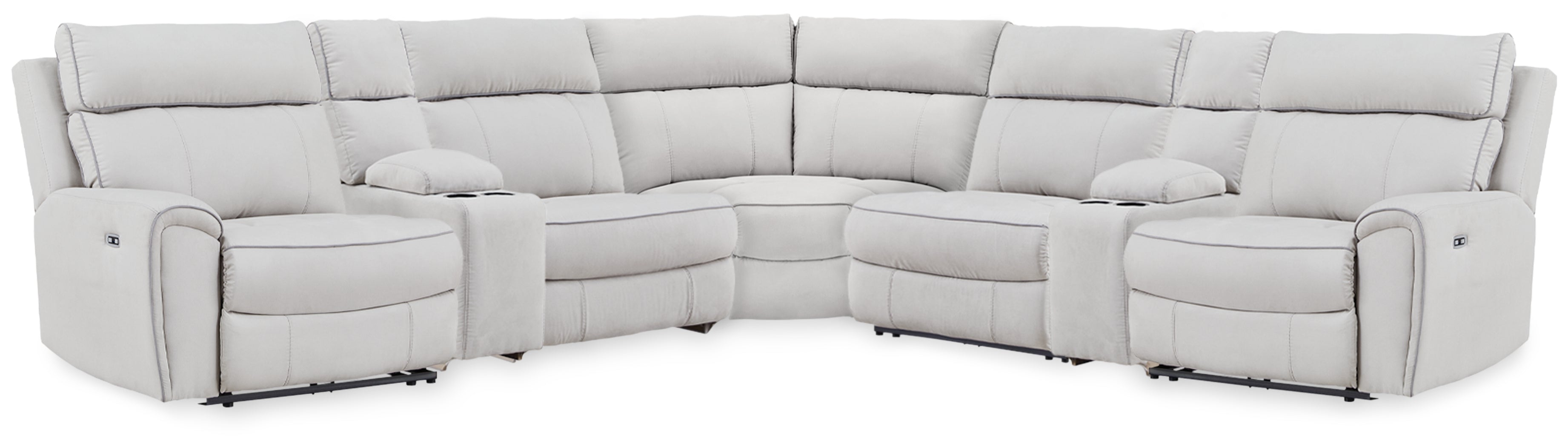 Diamond Furniture - Ashley Furniture - Social Pointe 7-Piece Reclining Sectional with Storage Consoles - 7-Piece Reclining Sectional with Storage Consoles - PC98802S34