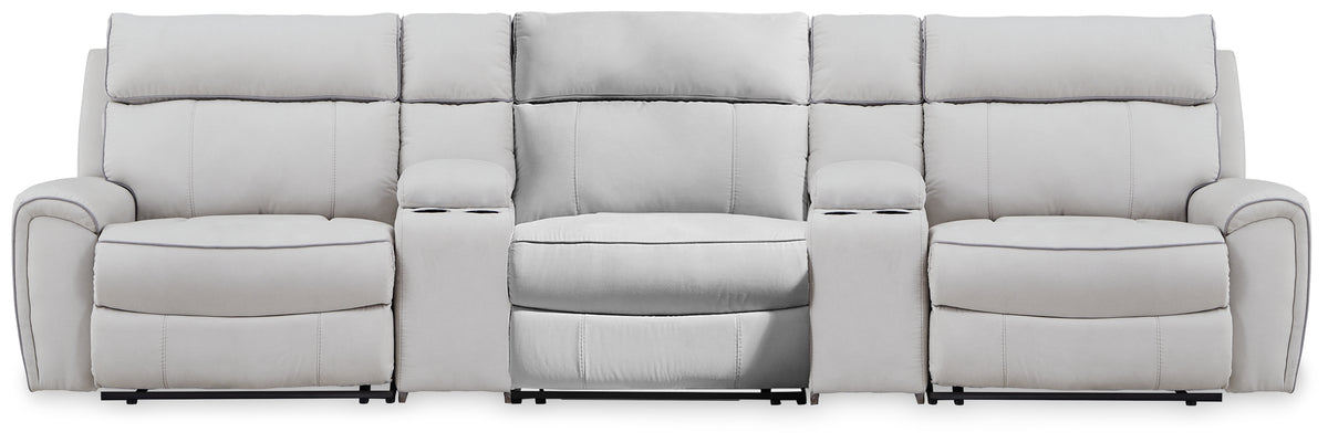 Diamond Furniture - Ashley Furniture - Social Pointe 5-Piece Reclining Sectional with Storage Consoles - 5-Piece Reclining Sectional with Storage Consoles - PC98802S39