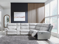 Diamond Furniture - Ashley Furniture - Social Pointe 6-Piece Reclining Sectional with Storage Console - 6-Piece Reclining Sectional with Storage Console - PC98802S36