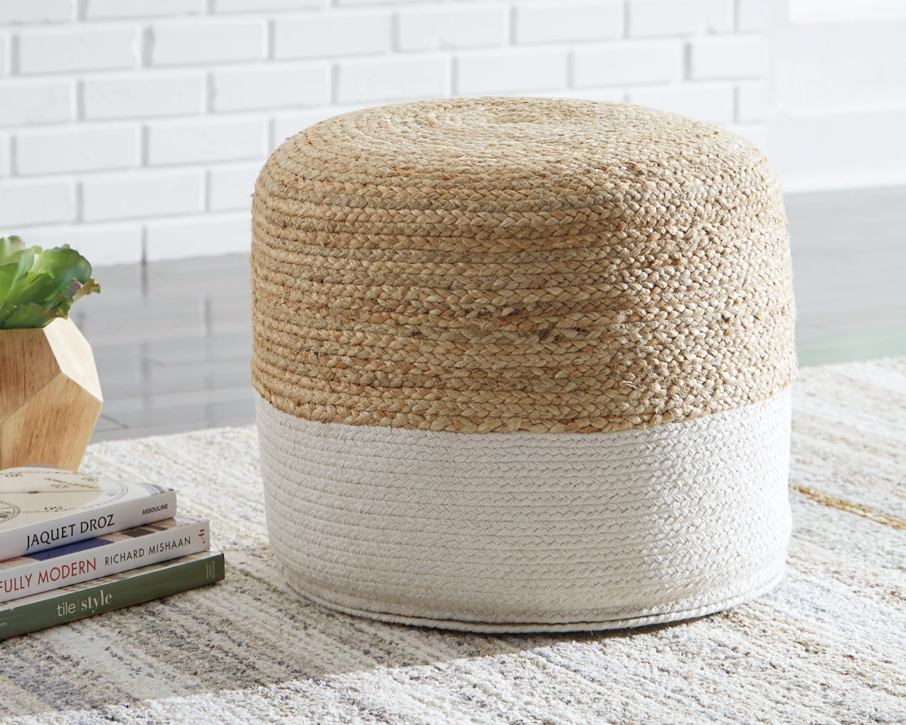 Diamond Furniture - Ashley Furniture - Sweed Valley Pouf - Pouf / Natural/Black - A1000422