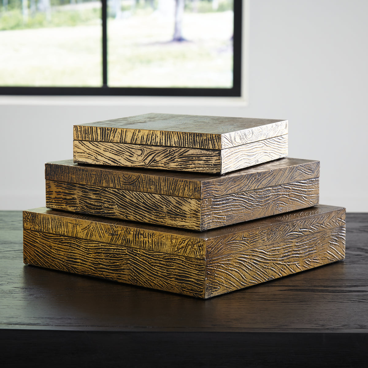 Diamond Furniture - Ashley Furniture - Keldy Box (Set of 3) - Box Set (3/CN) / Antique Brass Finish - A2000490