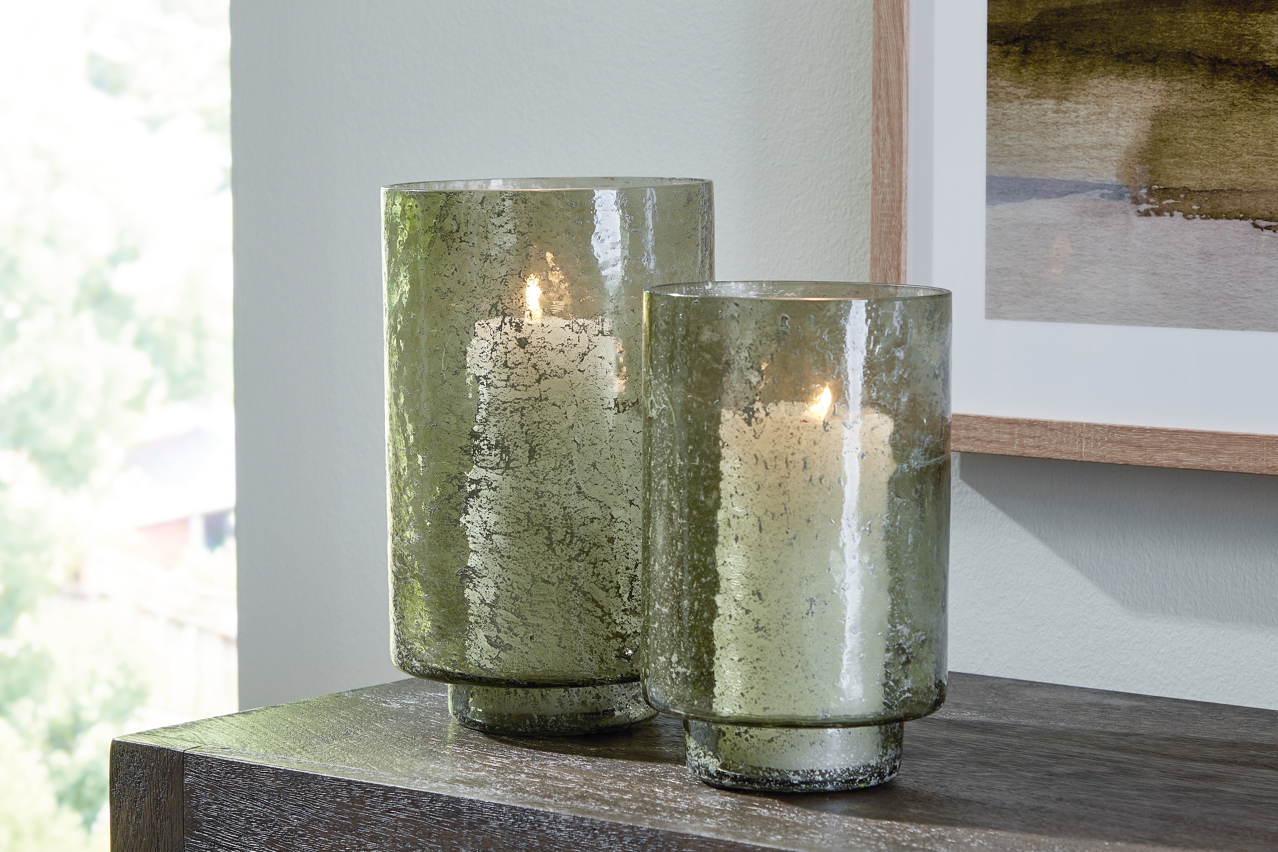 Diamond Furniture - Ashley Furniture - Clarkton Candle Holder - Candle Holder Set (Set of 2) / Green - A2000623