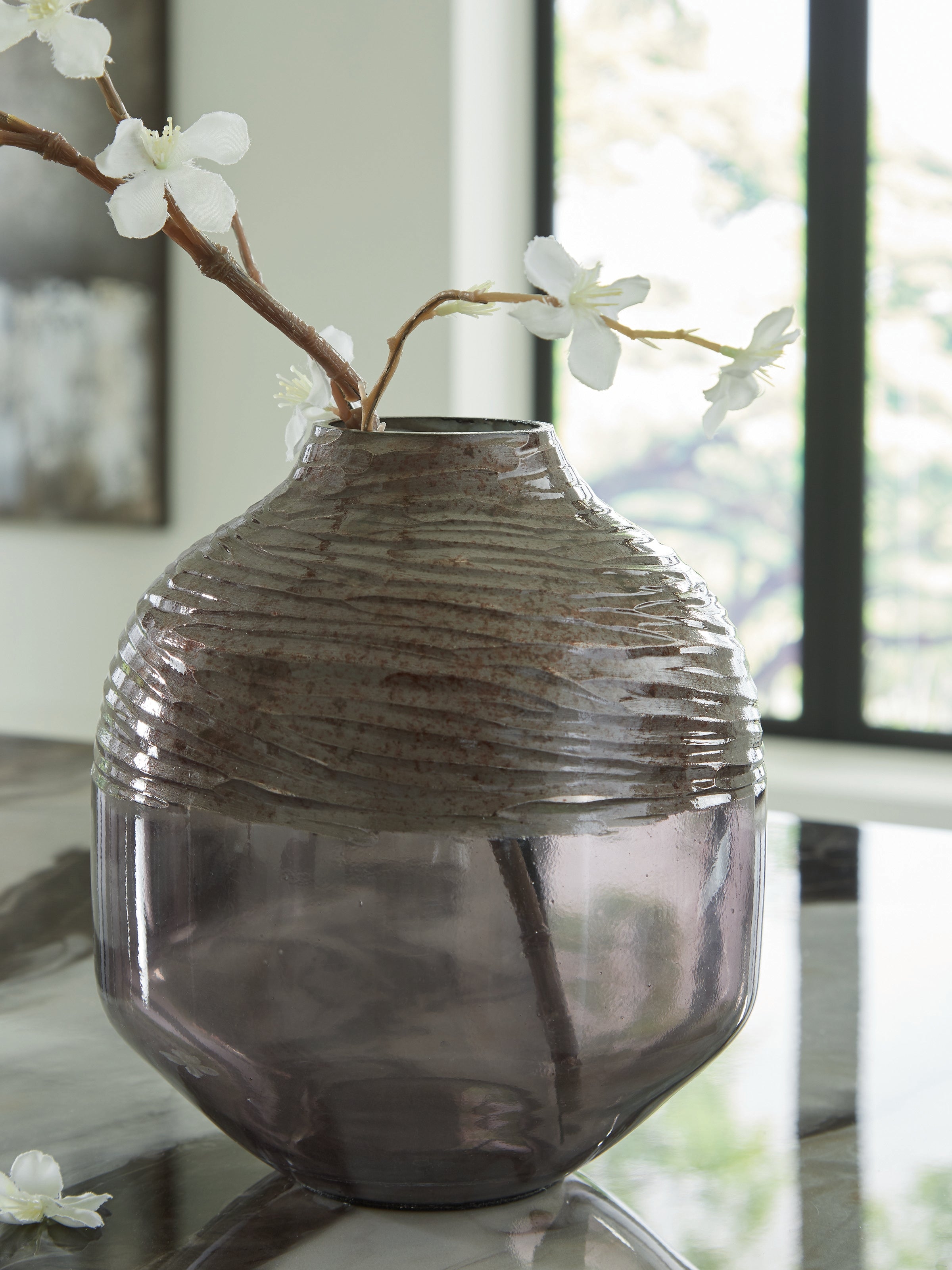 Diamond Furniture - Ashley Furniture - Harpwick Vase - Vase / Iridescent Gray - A2000725