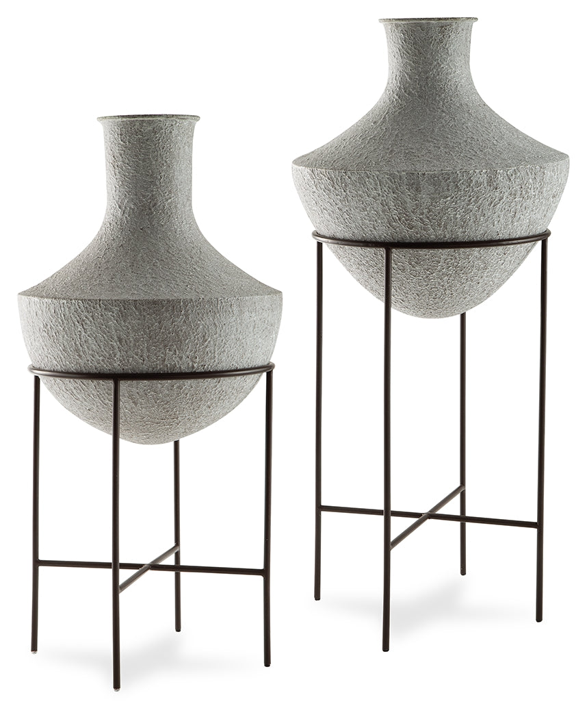 Diamond Furniture - Ashley Furniture - Estonbank Vase - Vase Set / Distressed Cream - A2000747A1