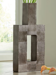 Diamond Furniture - Ashley Furniture - Wrengrove Vase - Vase / Antique Nickel Finish - A2000754