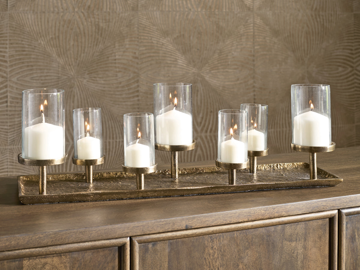 Diamond Furniture - Ashley Furniture - Wallmond Candle Holder - Candle Holder / Antique Brass Finish - A2000820