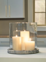 Diamond Furniture - Ashley Furniture - Saskia Candle Holder - Candle Holder / Clear/Black - A2000846