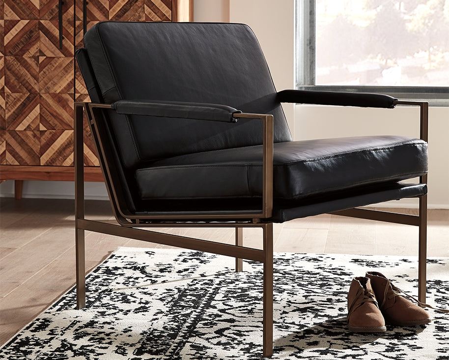 Diamond Furniture - Ashley Furniture - Puckman Accent Chair - Accent Chair / Brown/Silver Finish - A3000193