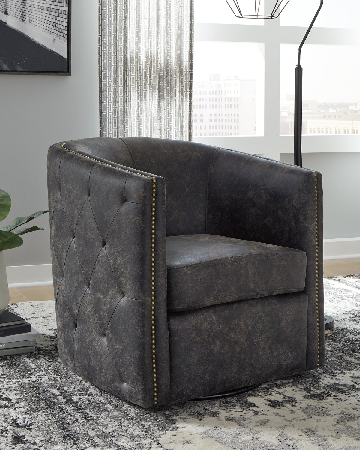 Diamond Furniture - Ashley Furniture - Brentlow Swivel Accent Chair - Swivel Accent Chair / Granite - A3000741