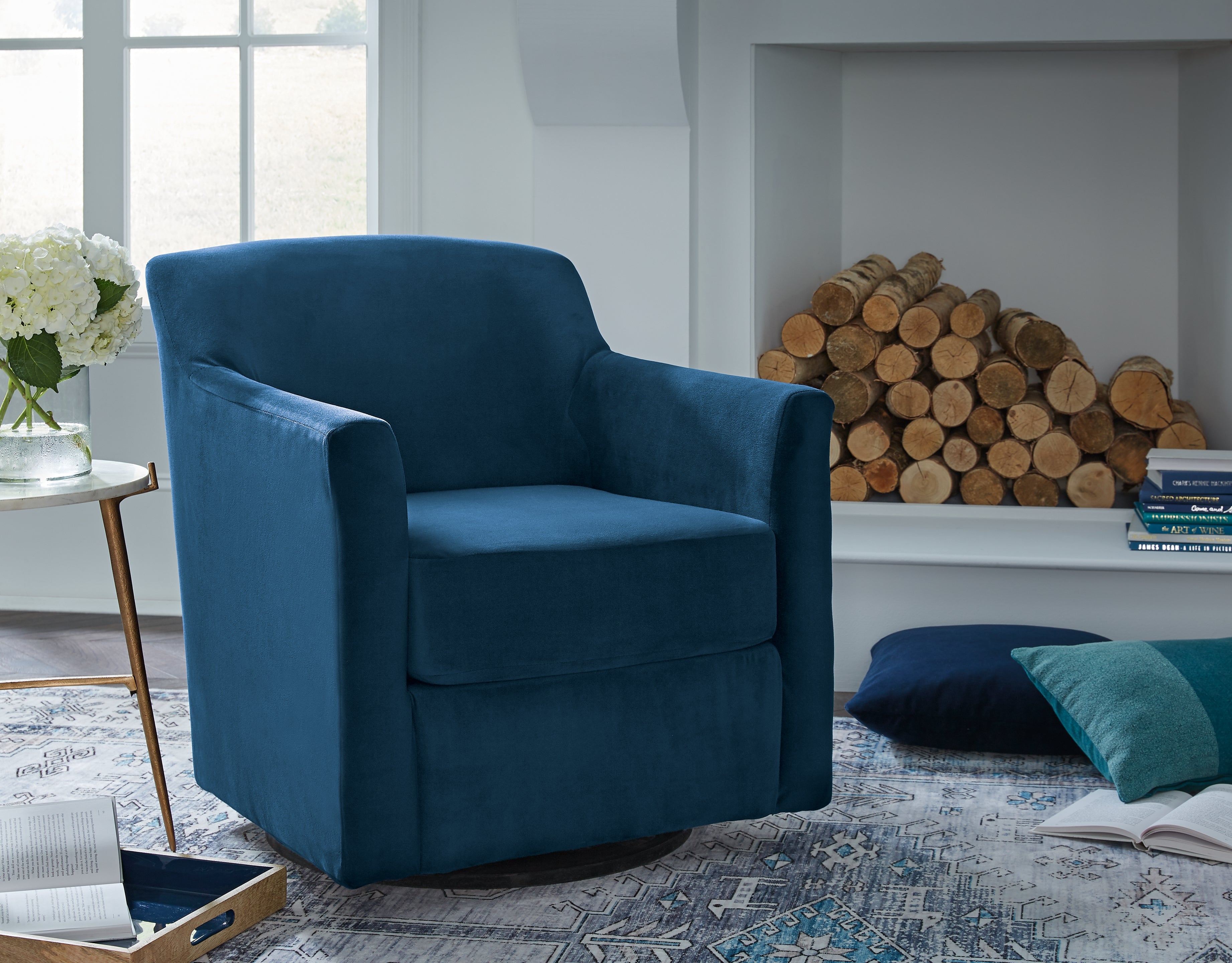 Diamond Furniture - Ashley Furniture - Bradney Swivel Accent Chair - Swivel Accent Chair / Ink - A3000602