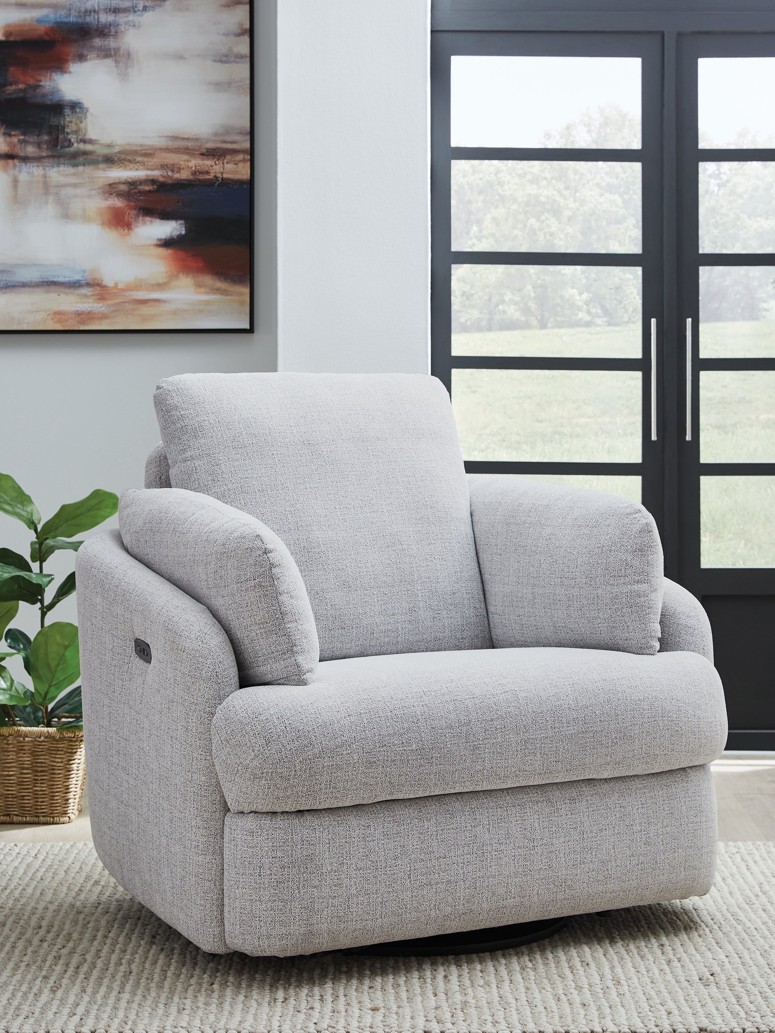 Diamond Furniture - Ashley Furniture - Alainmont Next-Gen Nuvella Swivel Power Recliner - Swivel Power Recliner / Stone - A3000739
