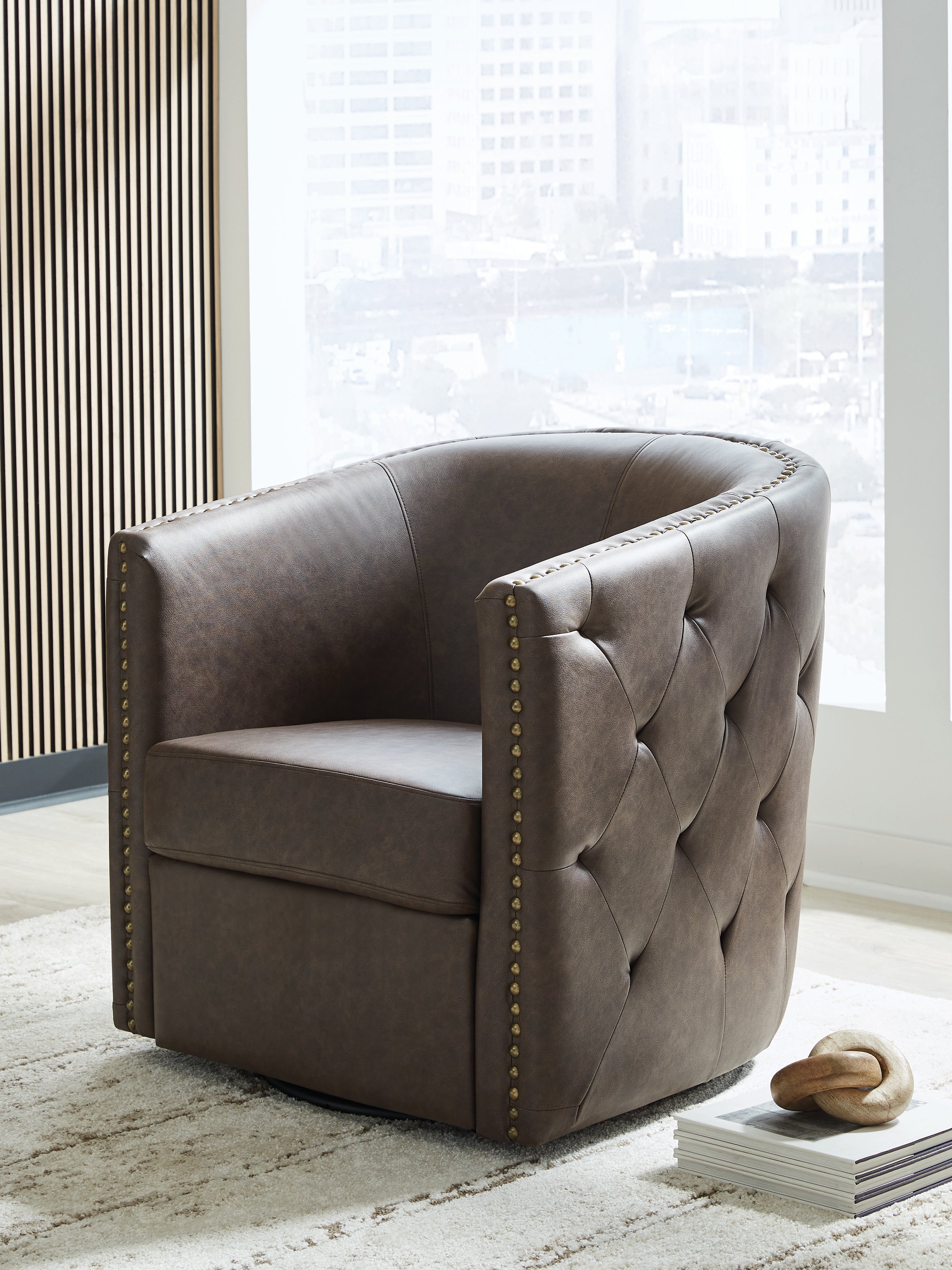 Diamond Furniture - Ashley Furniture - Brentlow Swivel Accent Chair - Swivel Accent Chair / Granite - A3000741