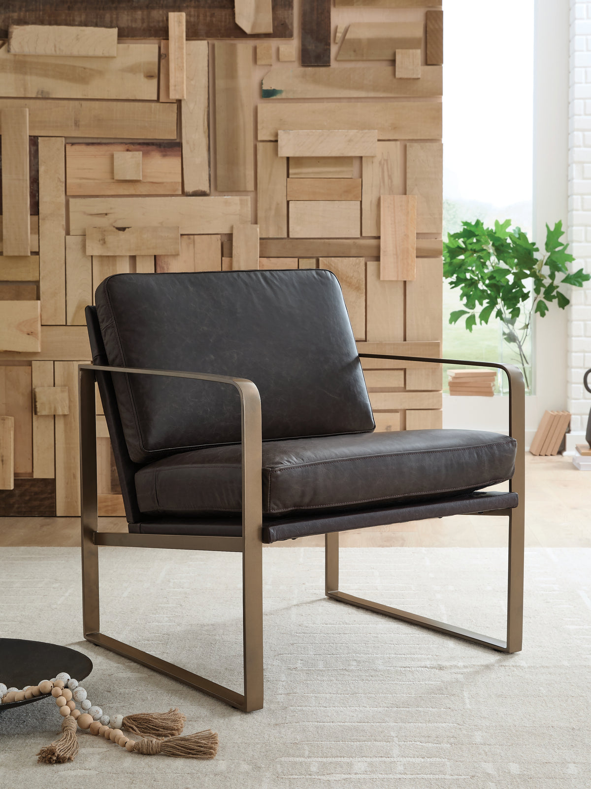 Diamond Furniture - Ashley Furniture - Bradett Accent Chair - Accent Chair / Dark Brown/Gold Finish - A3000763