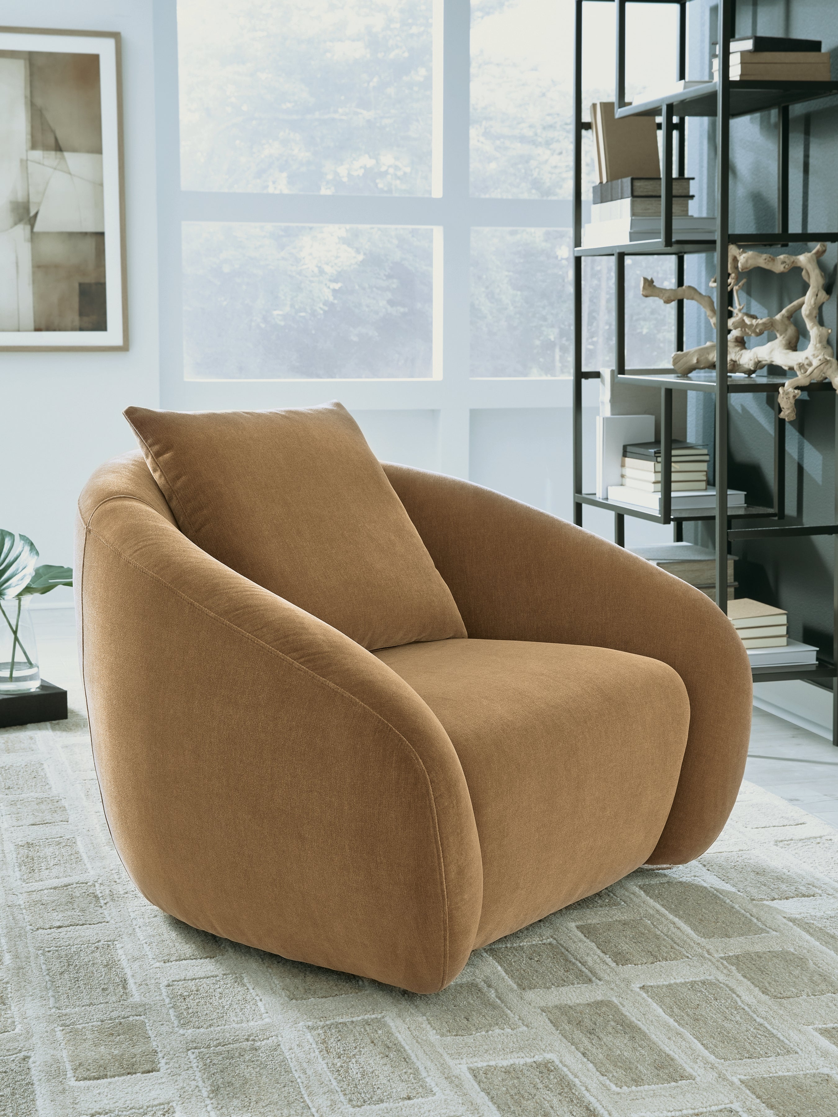 Diamond Furniture - Ashley Furniture - Yahya Swivel Accent Chair - Swivel Accent Chair / Camel - A3000781