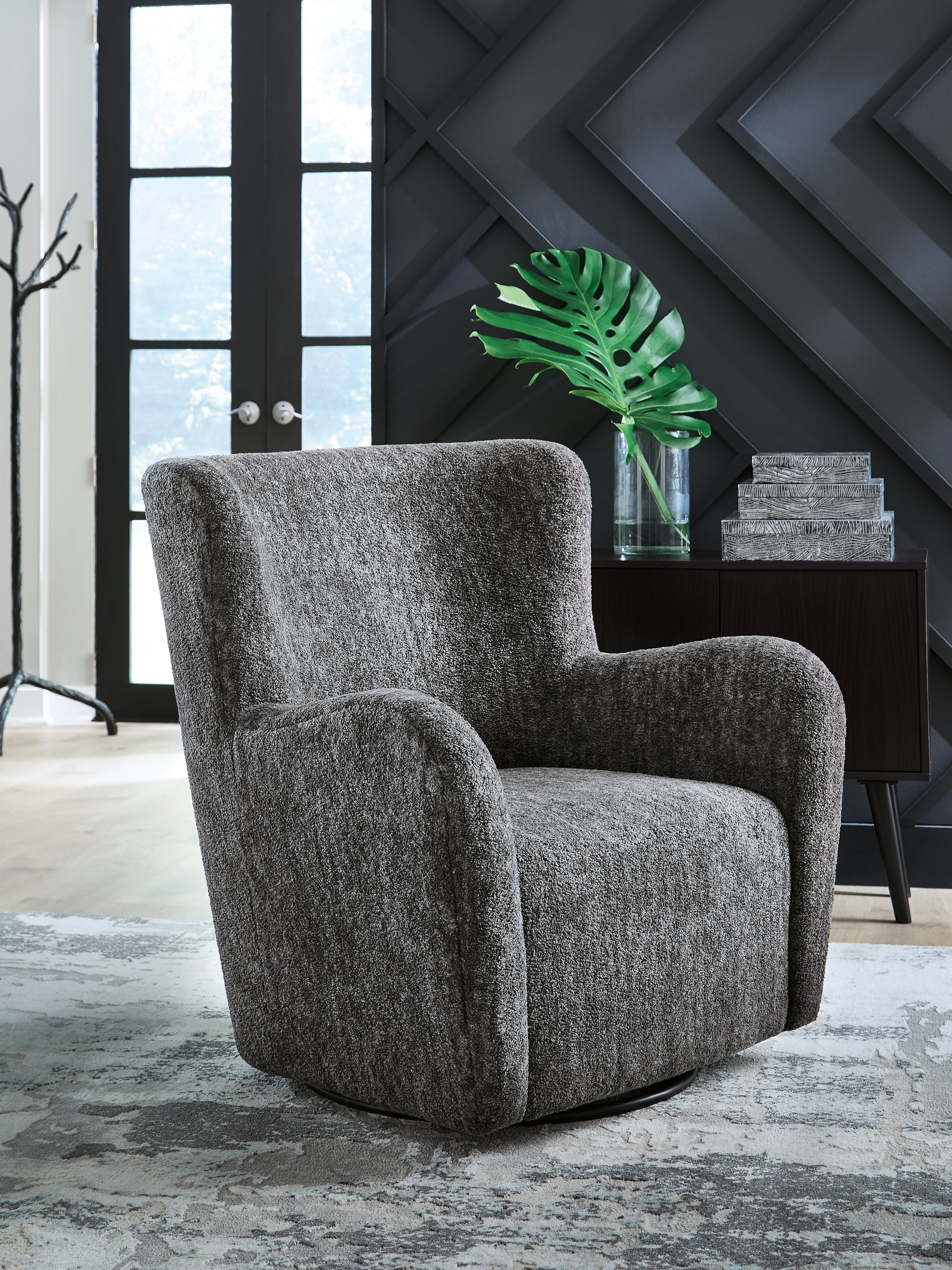 Diamond Furniture - Ashley Furniture - Rowenburg Swivel Glider Accent Chair - Swivel Glider Accent Chair / Heather Charcoal - A3000796