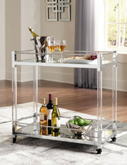 Diamond Furniture - Ashley Furniture - Chaseton Bar Cart - Bar Cart / Clear/Silver Finish - A4000501