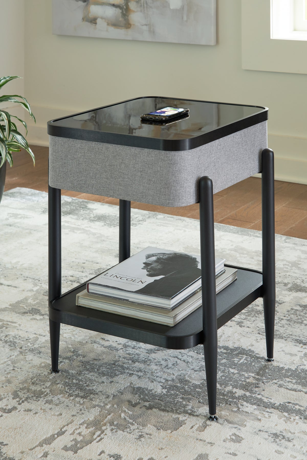 Diamond Furniture - Ashley Furniture - Jorvalee Accent Table with Speaker - Accent Table with Speaker / Gray/Black - A4000550