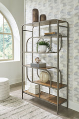 Diamond Furniture - Ashley Furniture - Jaddon Bookcase - Bookcase / Brown/Antique Silver - A4000587