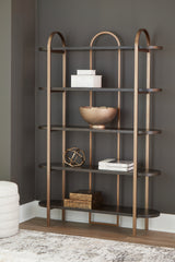 Diamond Furniture - Ashley Furniture - Brentmour Bookcase - Bookcase / Brown/Gold Finish - A4000589