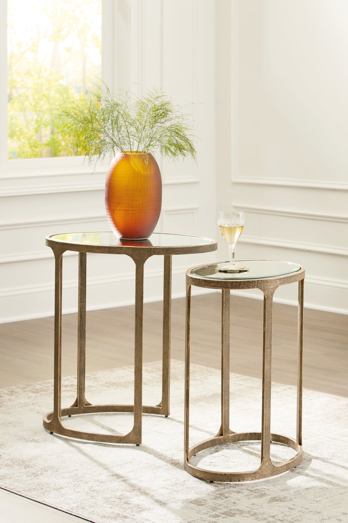 Diamond Furniture - Ashley Furniture - Irmaleigh Accent Table (Set of 2) - Accent Table Set (Set of 2) / Antique Gold Finish - A4000624