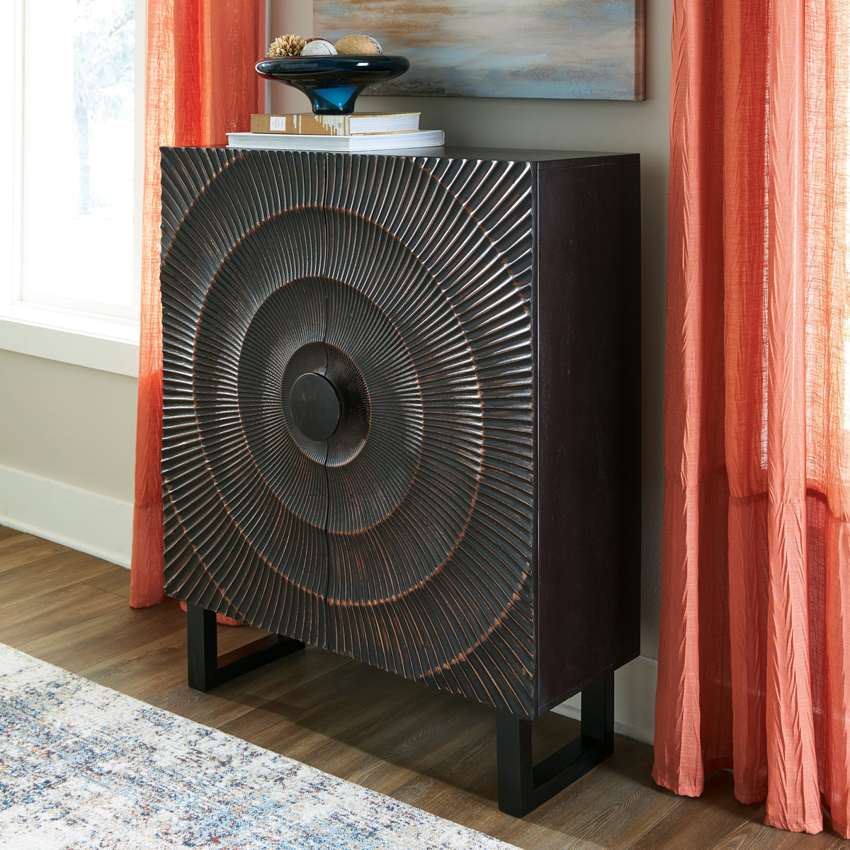 Diamond Furniture - Ashley Furniture - Fosterman Accent Cabinet - Accent Cabinet / Distressed Black - A4000660
