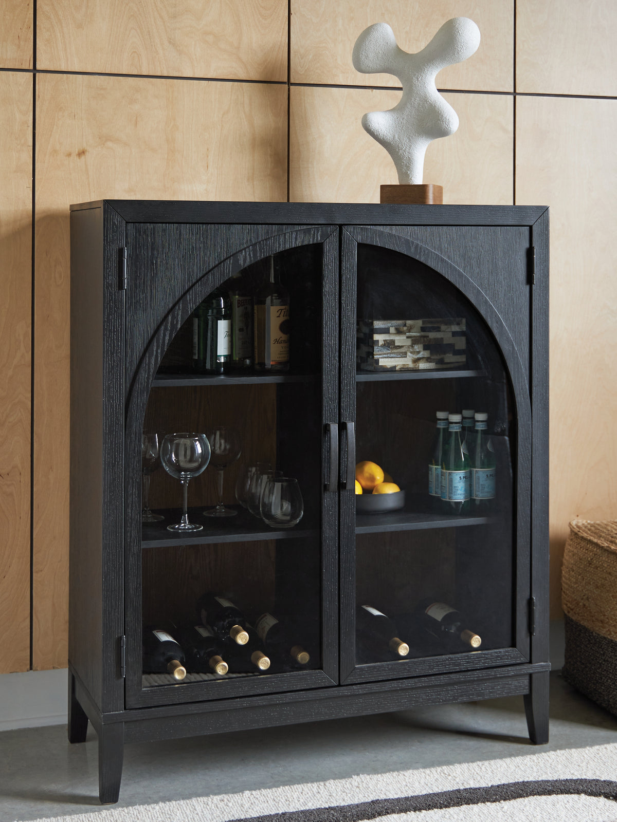 Diamond Furniture - Ashley Furniture - Armenleigh Accent Cabinet - Bar Cabinet / Black/Brown - A4000702