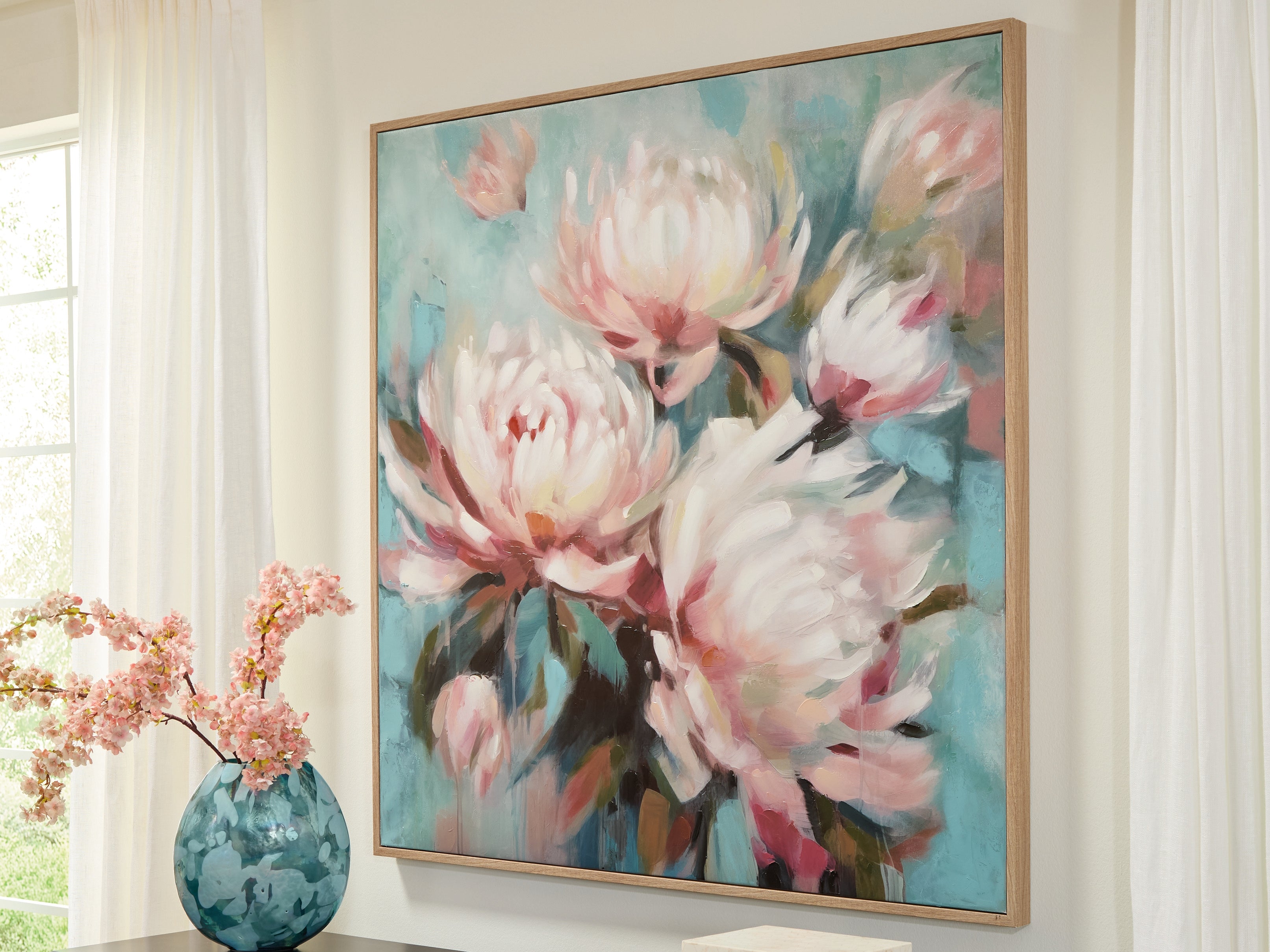 Diamond Furniture - Ashley Furniture - Parryville Wall Decor - Wall Art / Aqua/Pink - A8000440