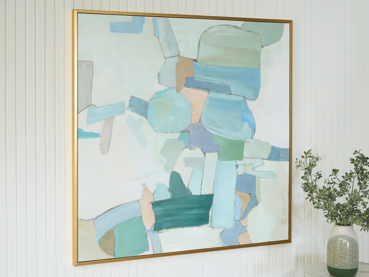 Diamond Furniture - Ashley Furniture - Wynburn Wall Decor - Wall Art / White/Blue/Green - A8000442