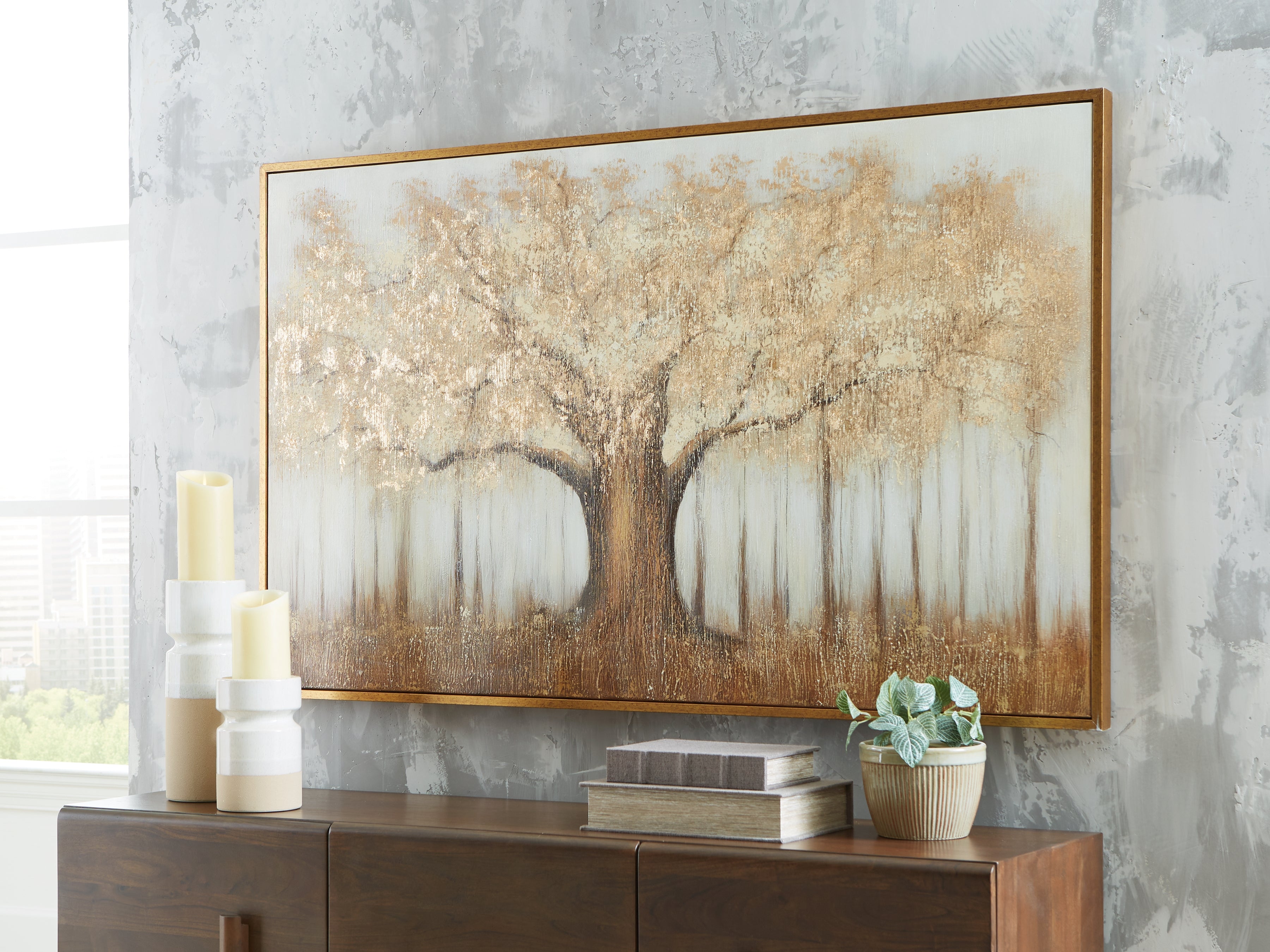 Diamond Furniture - Ashley Furniture - Dalewick Wall Decor - Wall Art / Brown/Gray/Gold Finish - A8000448